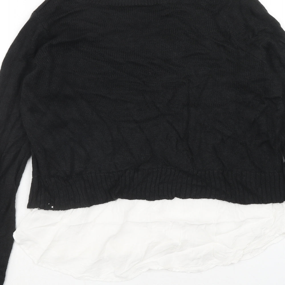 H&M Womens Black Round Neck Acrylic Pullover Jumper Size S - Shirt Insert