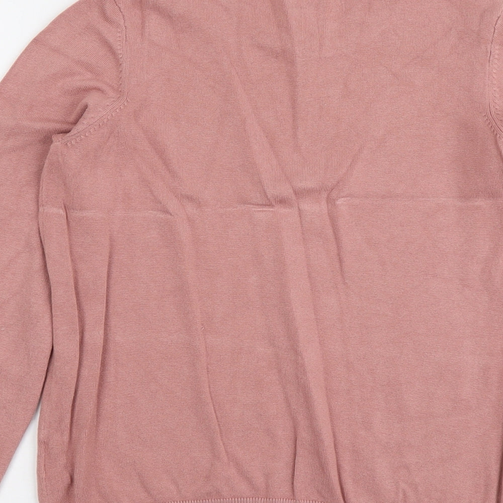 H&M Womens Pink Round Neck Viscose Pullover Jumper Size M
