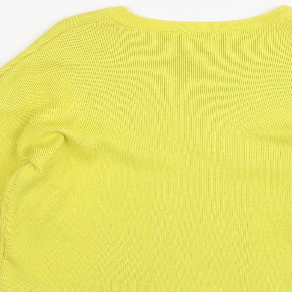 River Island Womens Yellow Boat Neck Cotton Pullover Jumper Size 6
