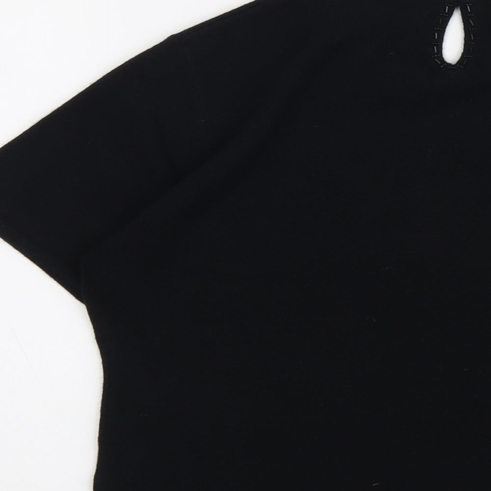 Bonmarché Womens Black Round Neck Acrylic Pullover Jumper Size M
