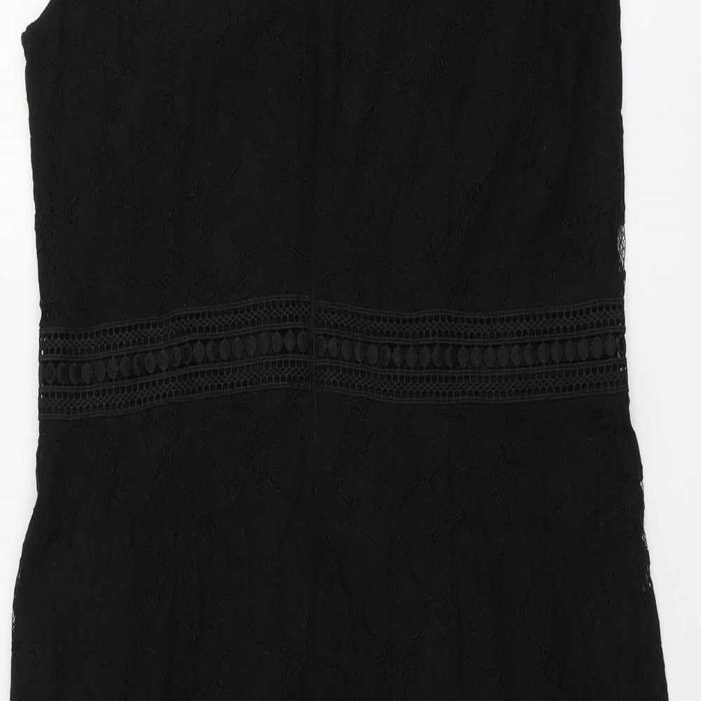 H&M Womens Black Polyamide Shift Size L Mock Neck Zip