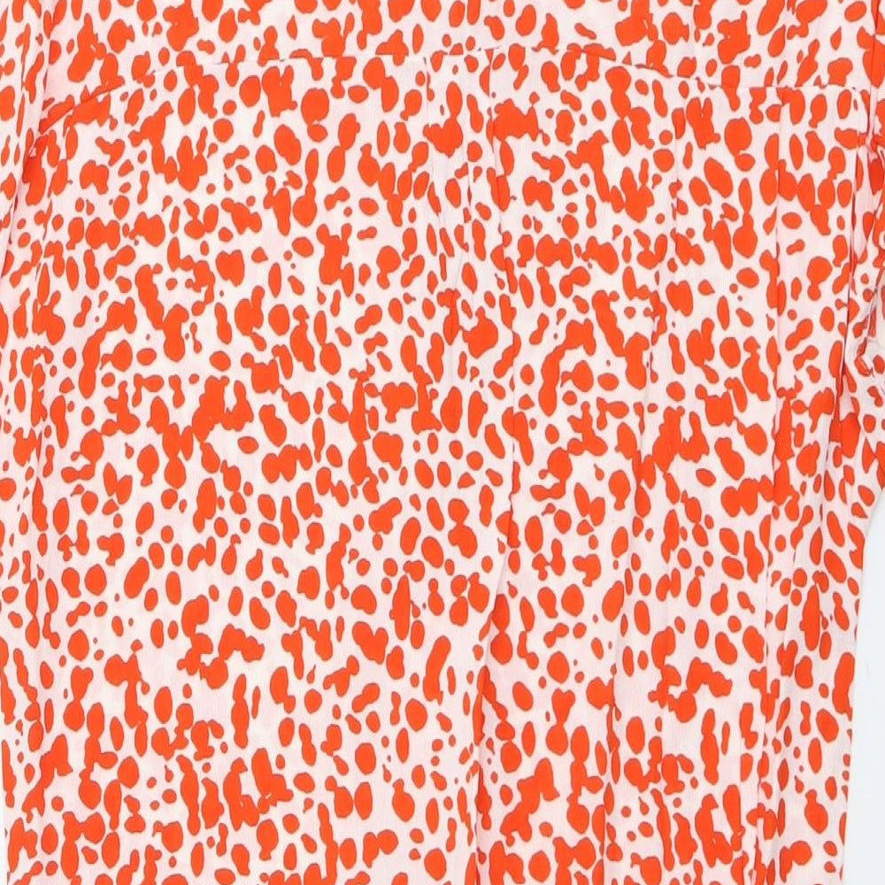 River Island Womens Orange Geometric Polyester Basic Button-Up Size 8 Collared - Knot Front