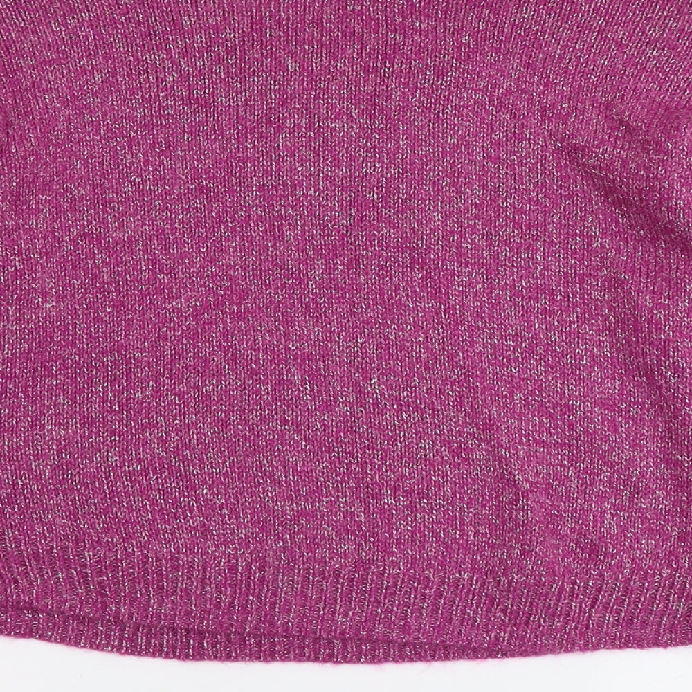 H&M Womens Purple Round Neck Acrylic Pullover Jumper Size 10