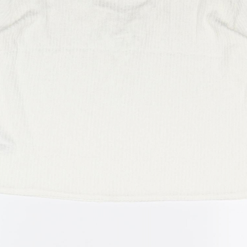 Divided by H&M Womens Ivory Viscose Basic Blouse Size S V-Neck