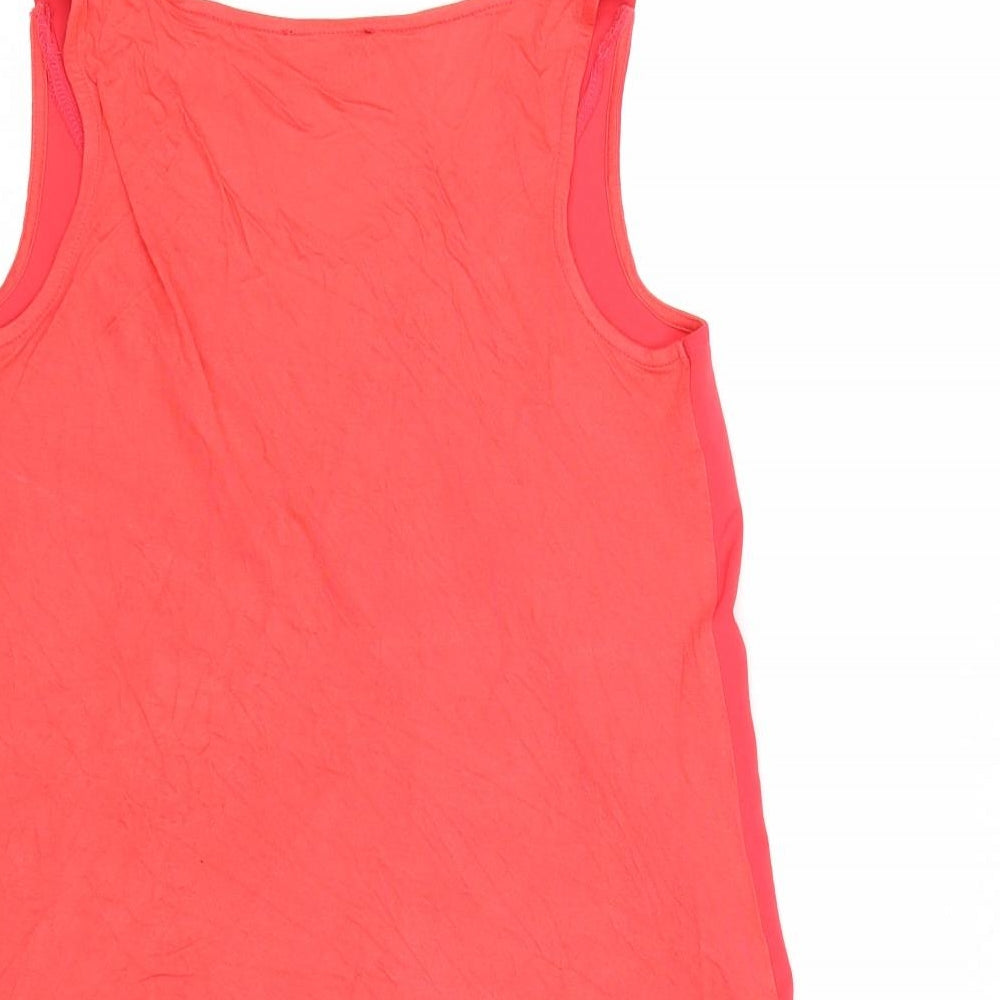 Warehouse Womens Red Polyester Basic Tank Size 10 V-Neck