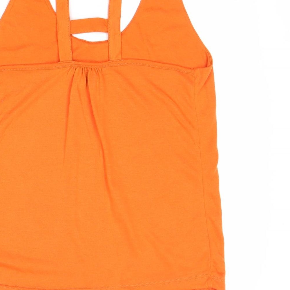 Atmosphere Womens Orange Polyester Basic Tank Size 6 V-Neck - Open Back