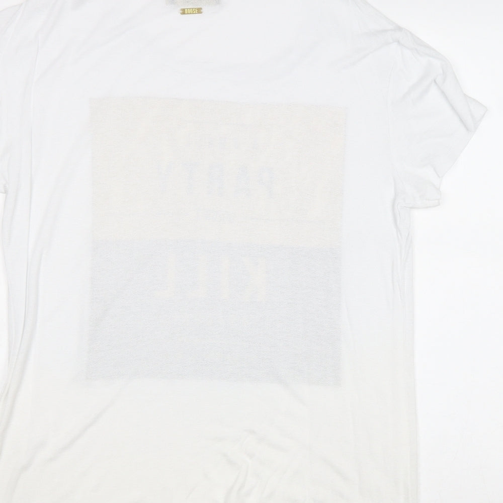 House Womens White Polyester Basic Tank Size L Round Neck - A Small Party Doesn't Kill Anybody