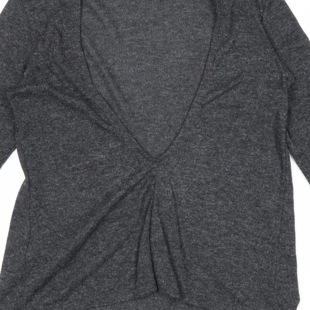 H&M Womens Grey Polyester Basic T-Shirt Size XS Round Neck - Open Back