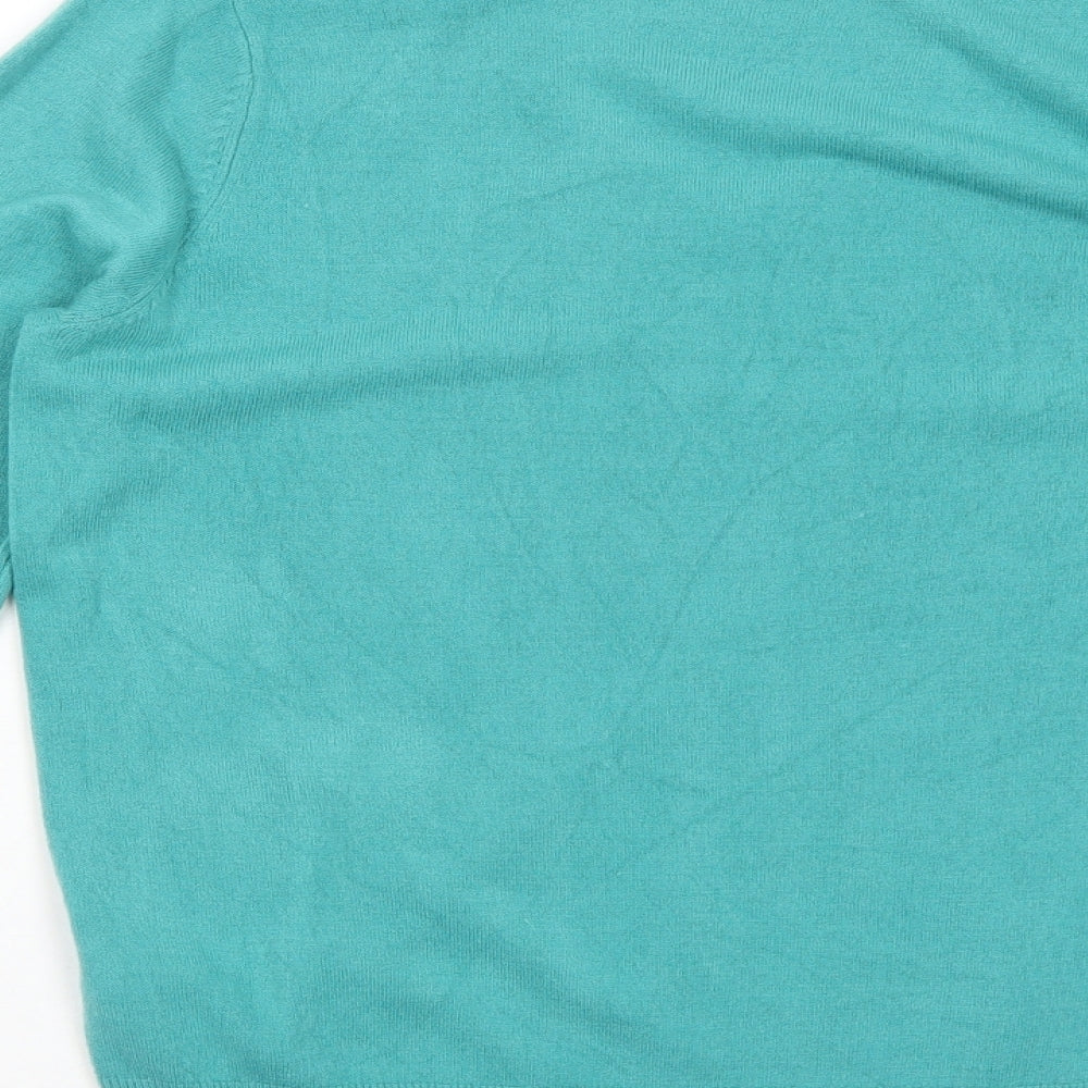Marks and Spencer Womens Green V-Neck Acrylic Pullover Jumper Size 10