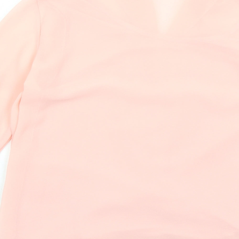STACCATO Womens Pink Polyester Basic Blouse Size L V-Neck
