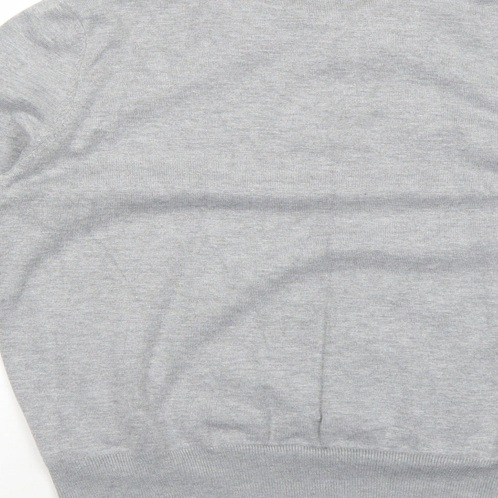 Paramour Womens Grey Collared Viscose Pullover Jumper Size L - Contrasting Trim