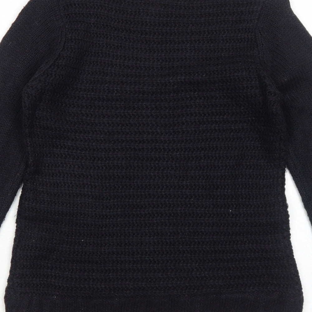 HAO Vogue Leader Womens Black Round Neck Polyester Pullover Jumper Size S