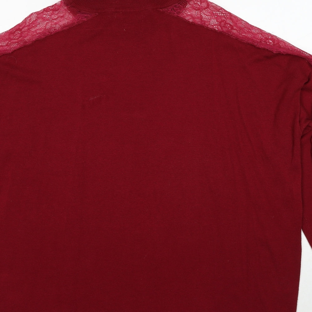 Very Womens Red Roll Neck Viscose Pullover Jumper Size 18 - Lace Detail