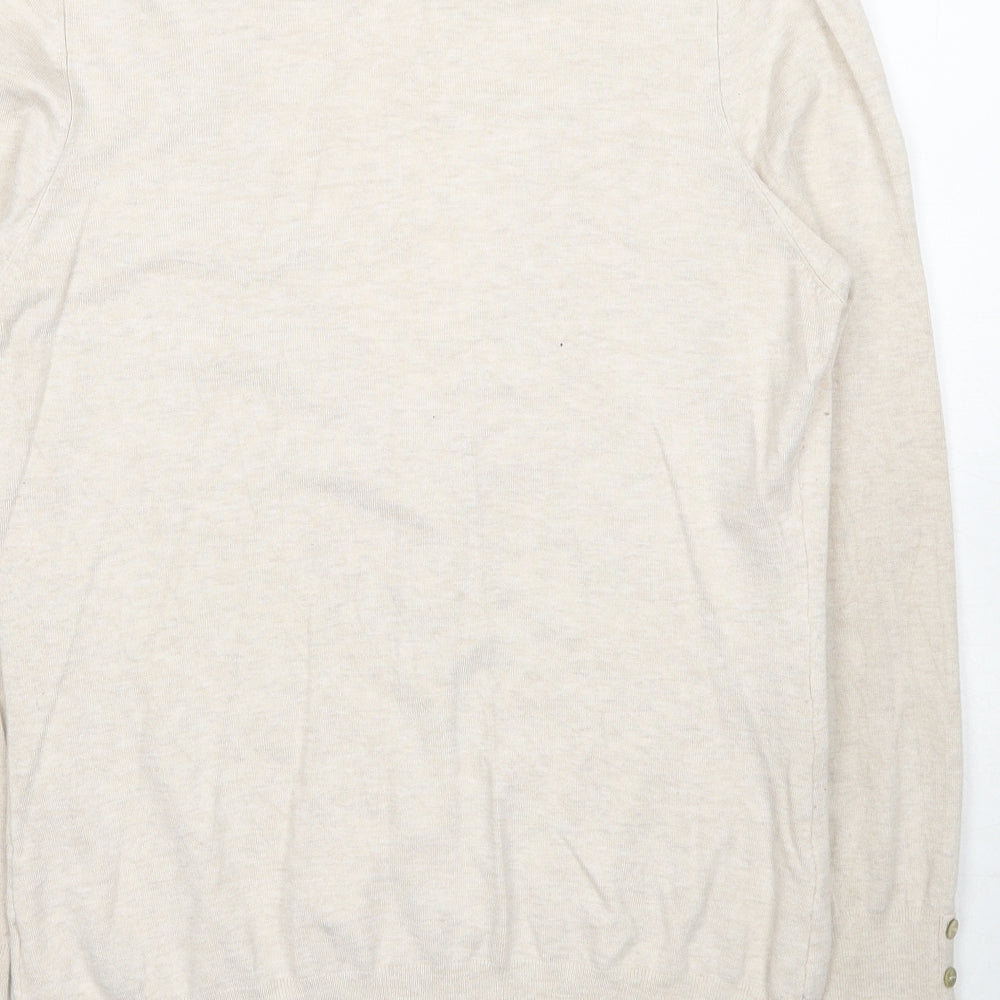 Yessica Womens Beige V-Neck Viscose Cardigan Jumper Size L