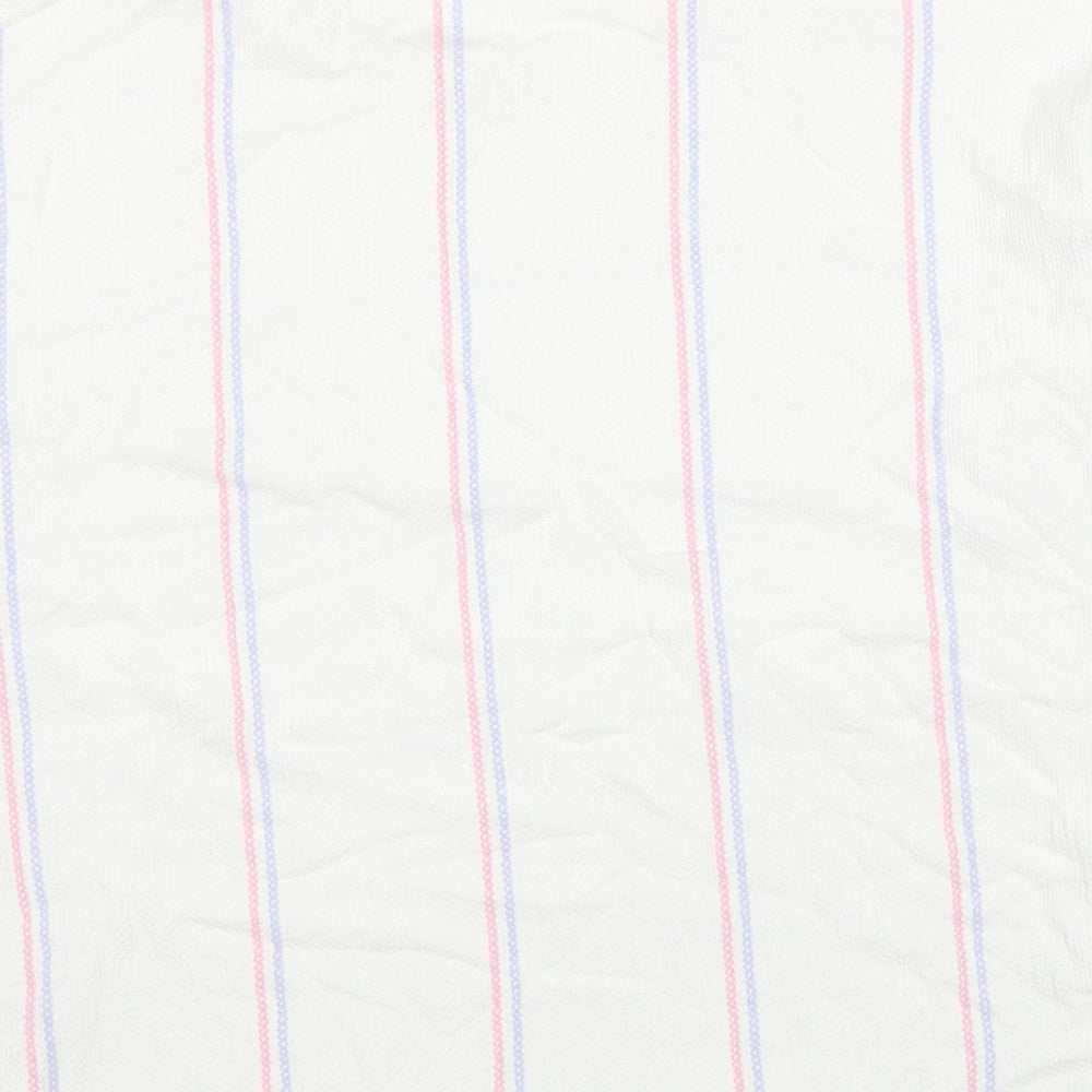 Preworn Womens White Boat Neck Striped Cotton Pullover Jumper Size 16