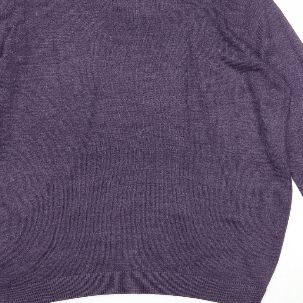 EWM Womens Purple Mock Neck Acrylic Pullover Jumper Size 10