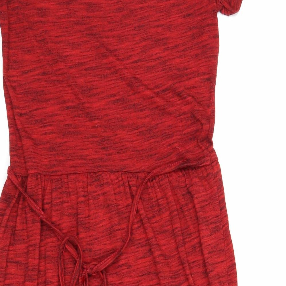 New Look Womens Red Geometric Polyester A-Line Size 6 Round Neck Pullover
