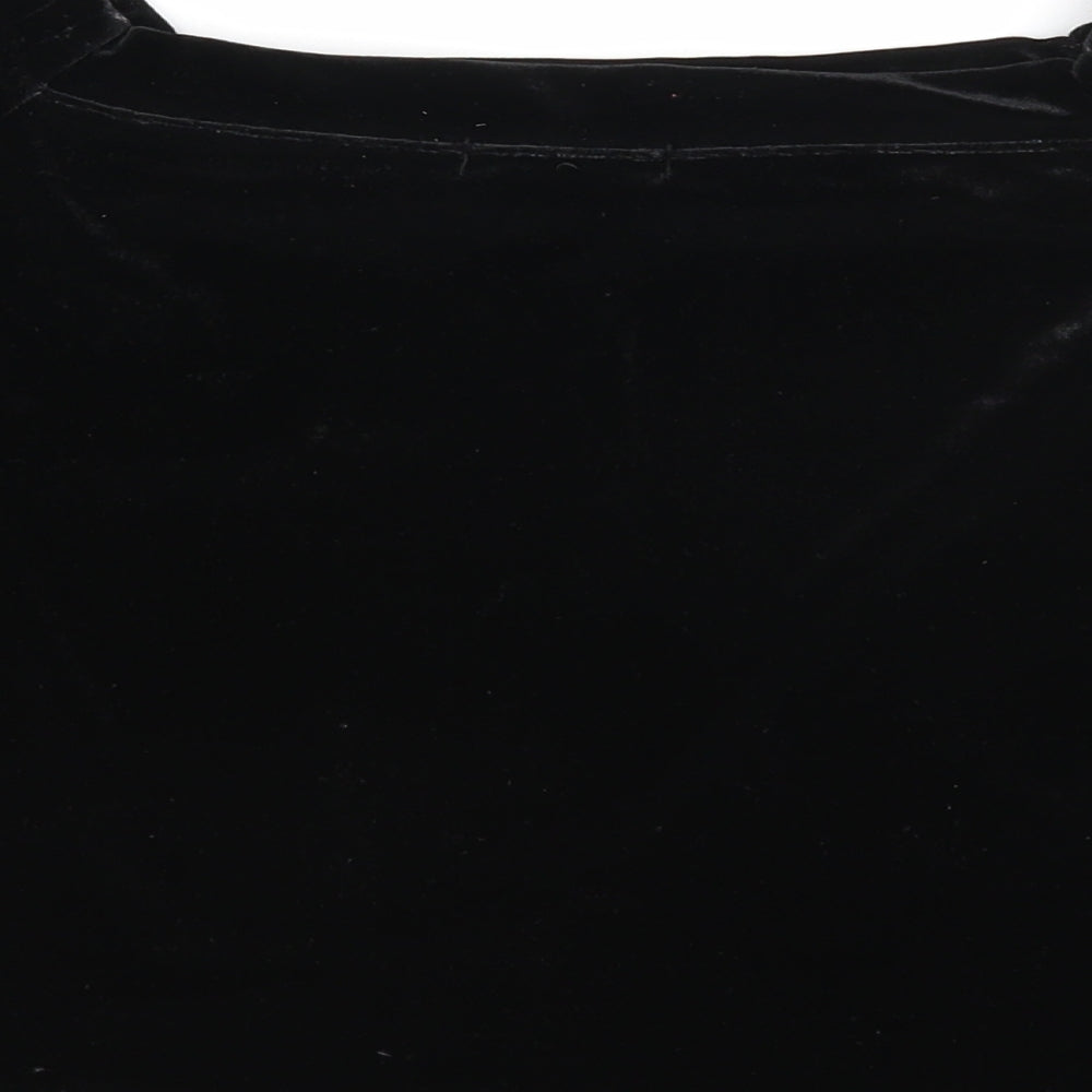 New Look Womens Black Polyester Basic Blouse Size 8 Square Neck