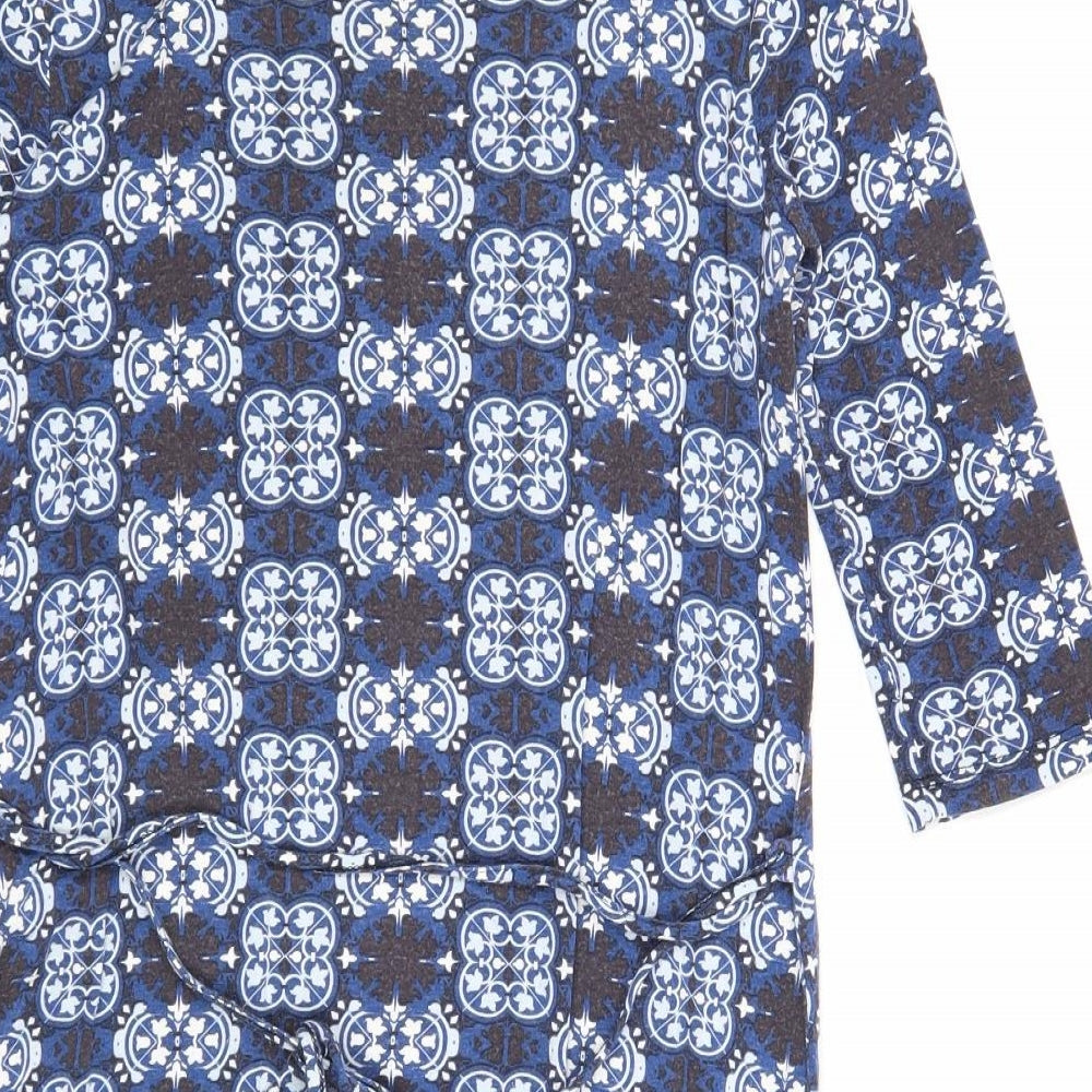 River Island Womens Blue Geometric Viscose A-Line Size 8 Round Neck Pullover