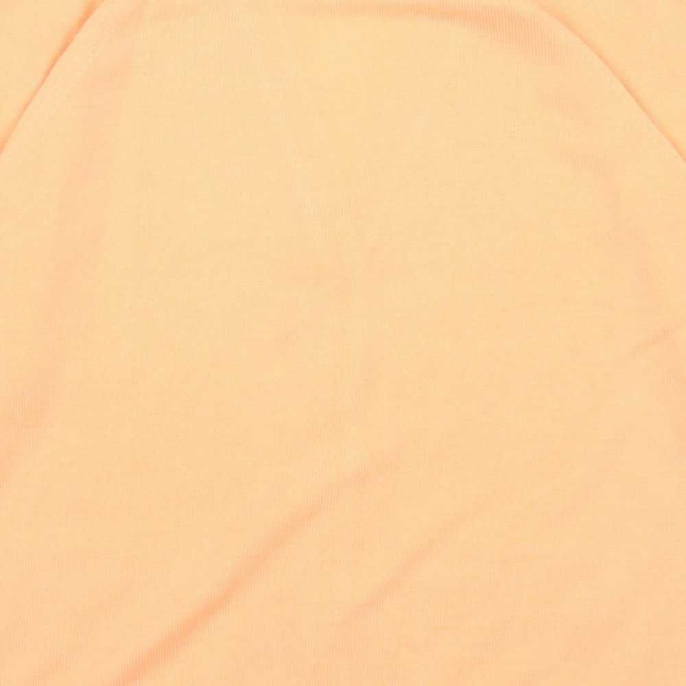 Janique Womens Orange V-Neck Acrylic Cardigan Jumper Size S