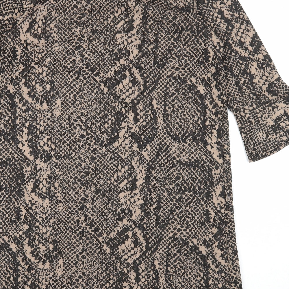 Primark Womens Beige Geometric Polyester A-Line Size 10 Round Neck Pullover - Snake Print