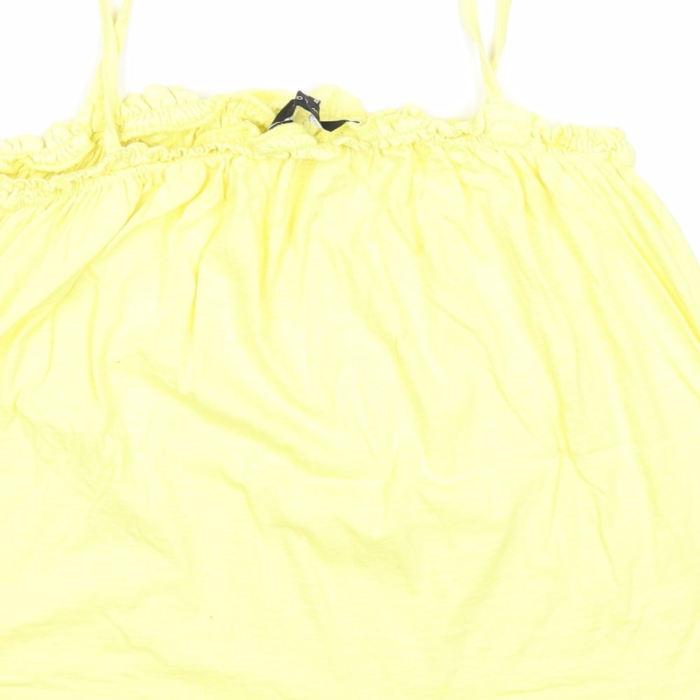 New Look Womens Yellow Cotton Basic Tank Size 14 Square Neck