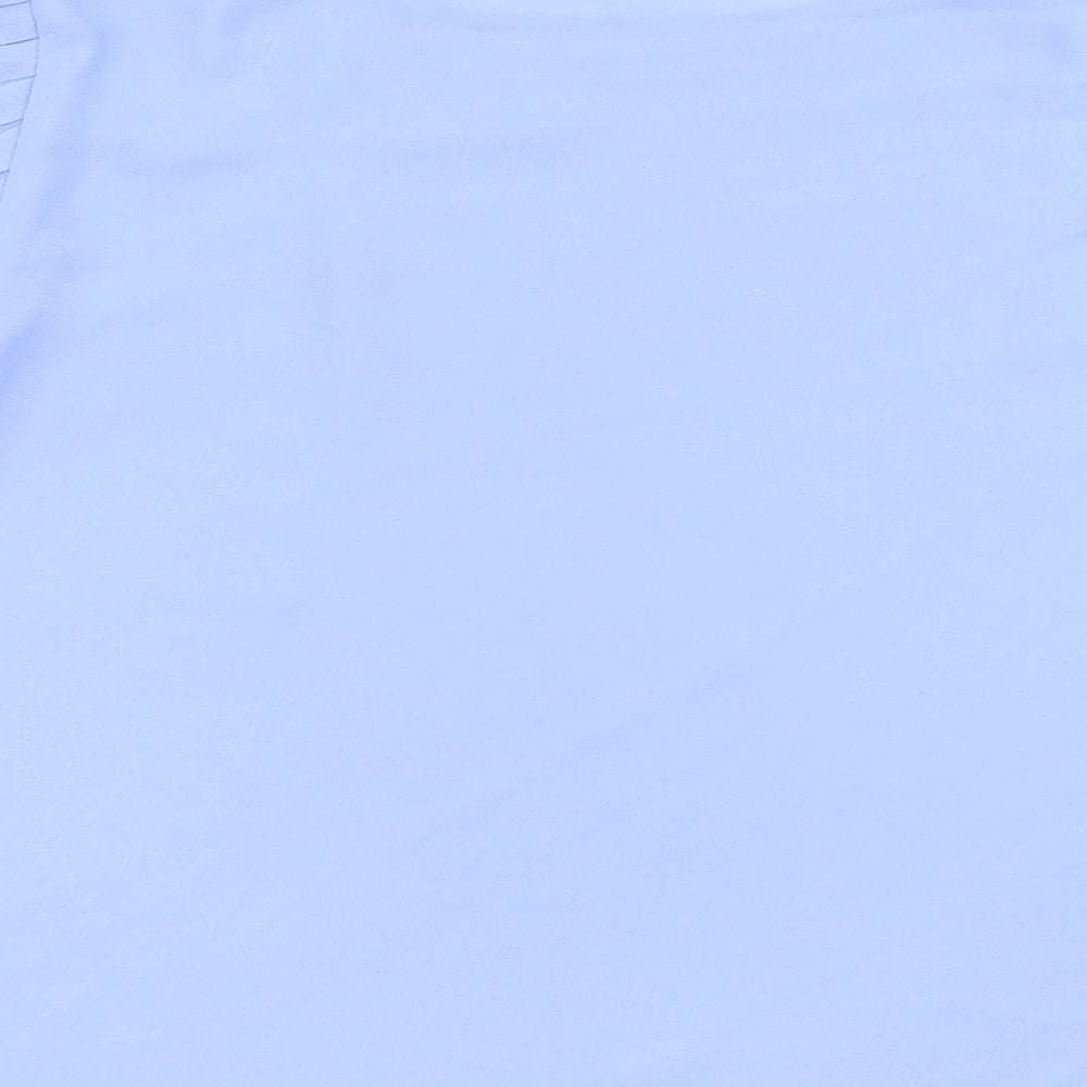 Preworn Womens Blue Polyester Basic Blouse Size L Boat Neck - Pleated Sleeves