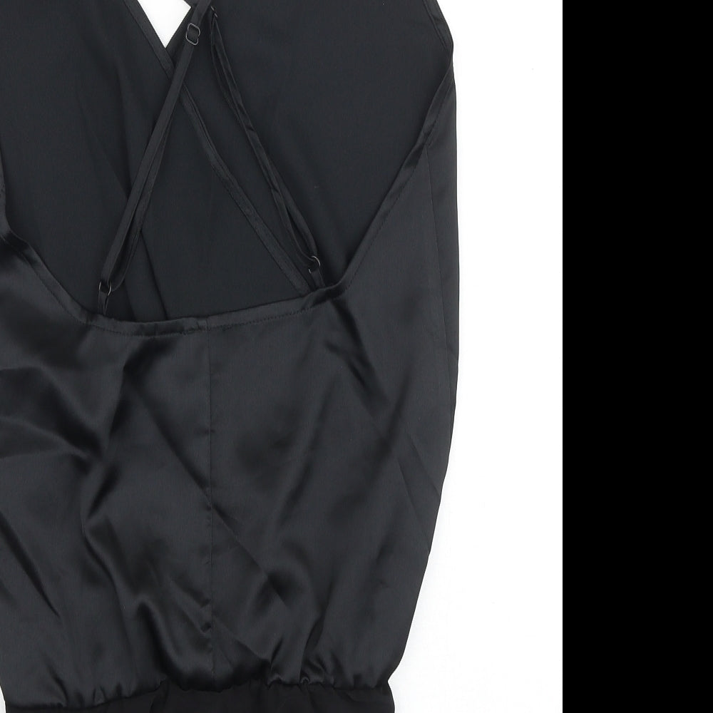 ASOS Womens Black Polyester Bodysuit One-Piece Size 10 Snap - Wrap Front Detail