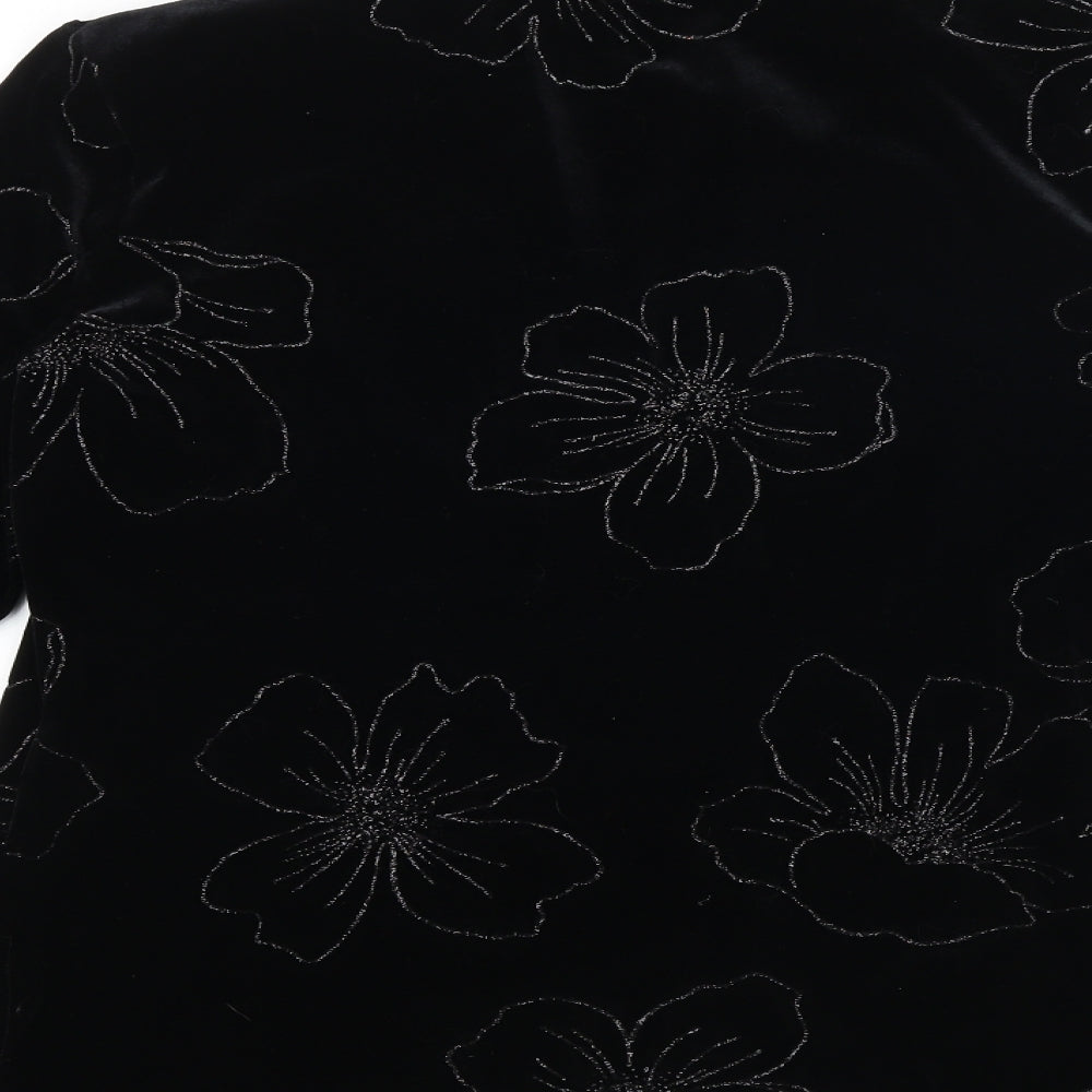 Scott&Taylor Womens Black Geometric Jacket Blazer Size 14 Button - Flower