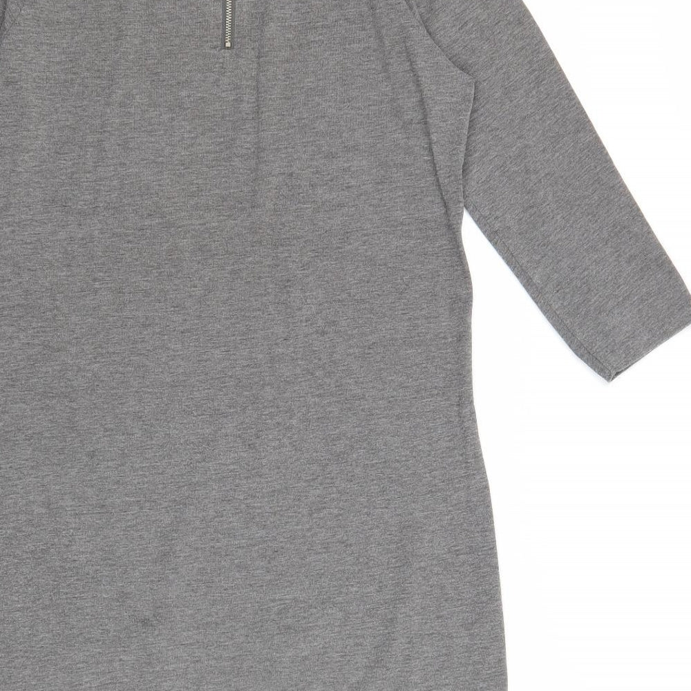 Vera Moda Womens Grey Cotton Shift Size XS Round Neck Zip