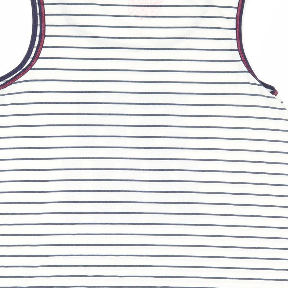 Debenhams Womens Ivory Striped Polyester Basic Tank Size 14 Round Neck - SHHH!