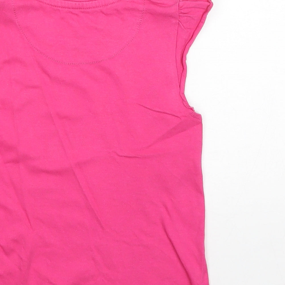 John Lewis Girls Pink 100% Cotton Basic Tank Size 6 Years Round Neck Pullover