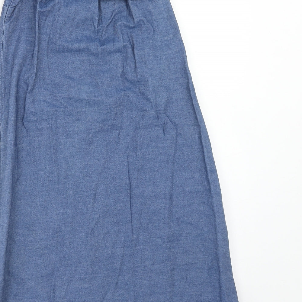 Denim & Co. Womens Blue Cotton A-Line Size 6 Boat Neck Pullover