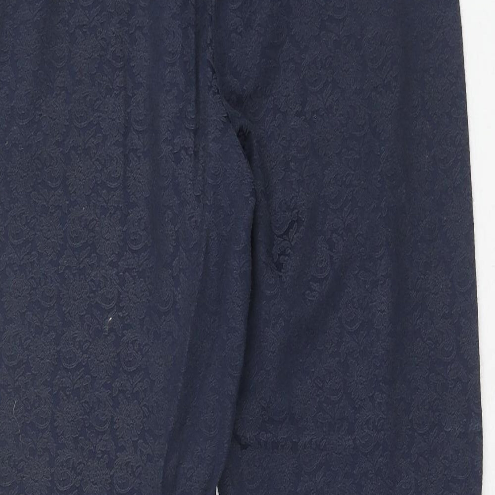 Atmosphere Womens Blue Geometric Cotton Trousers Size 8 Regular Hook & Eye