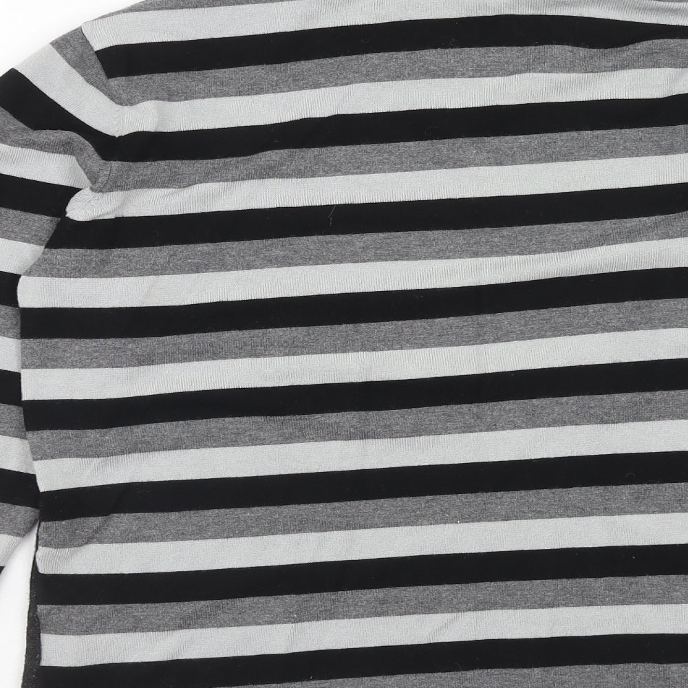 Paramour Womens Grey Boat Neck Striped Viscose Pullover Jumper Size L