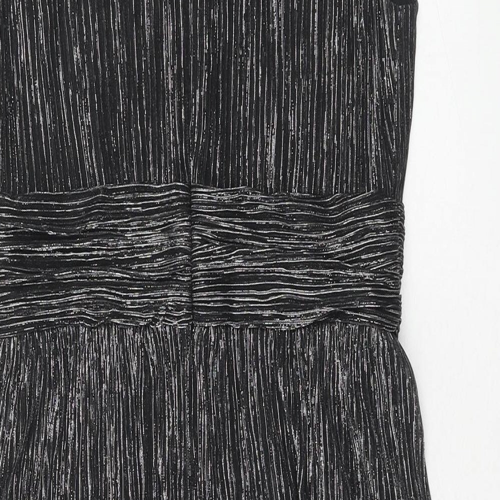Connected Womens Black Polyester A-Line Size 8 Round Neck Zip