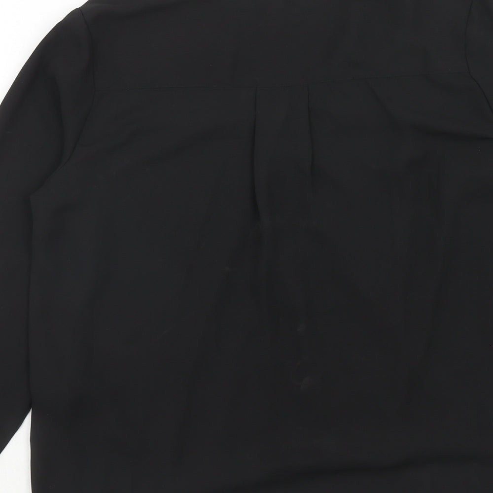 New Look Womens Black Polyester Basic Blouse Size 10 V-Neck