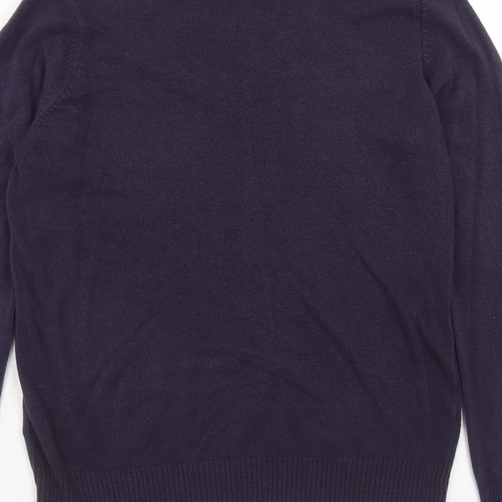 Marks & Spencer Womens Purple V-Neck Acrylic Pullover Jumper Size 12