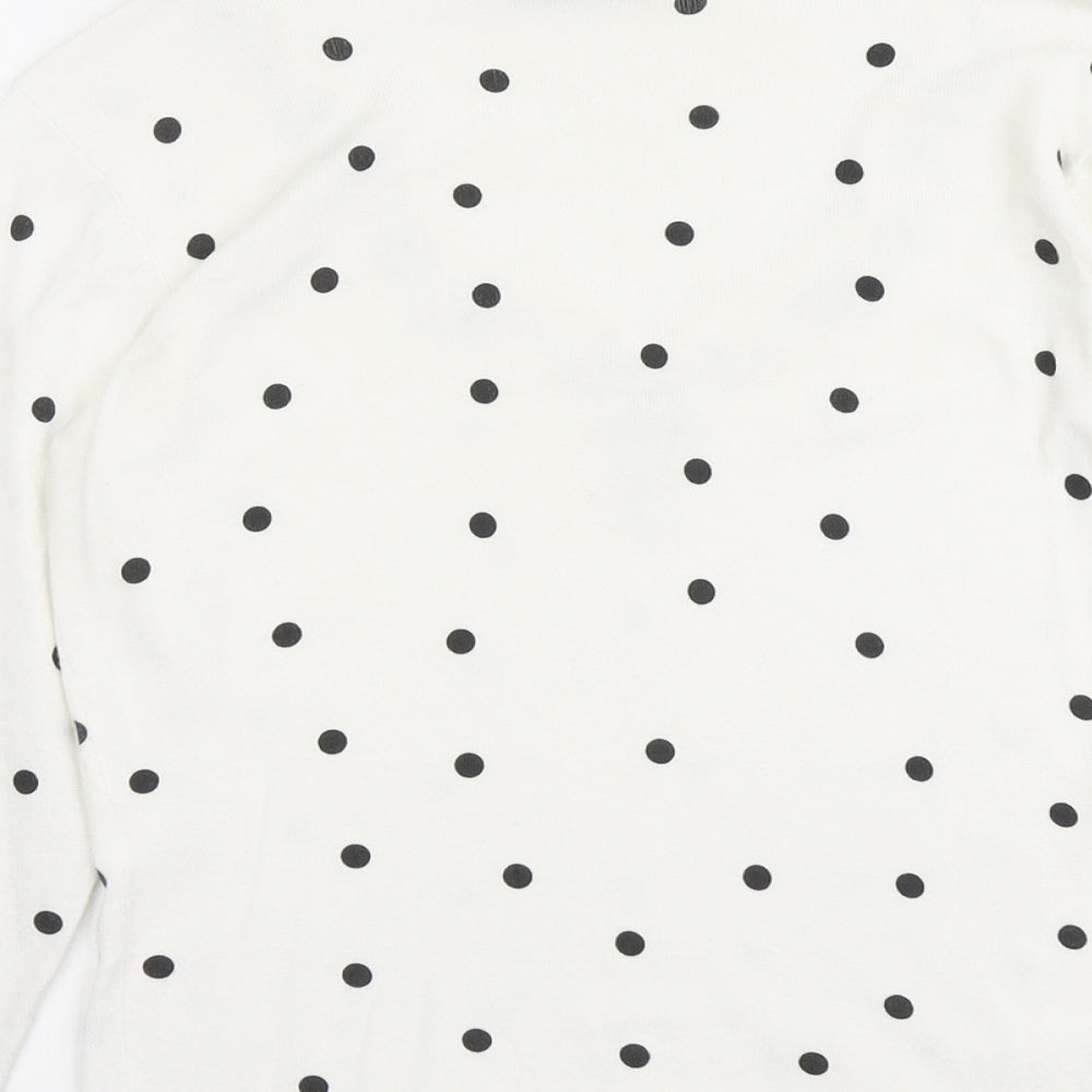 Precis Womens White V-Neck Polka Dot Viscose Pullover Jumper Size S