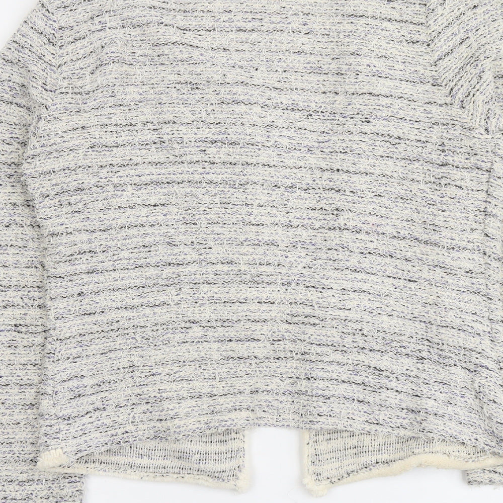 Papaya Womens Blue V-Neck Geometric Cotton Cardigan Jumper Size 10