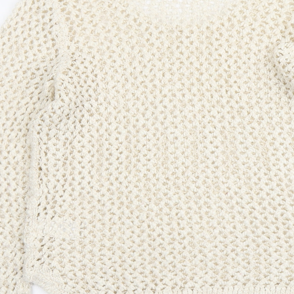 H&M Womens Ivory Round Neck Acrylic Pullover Jumper Size M