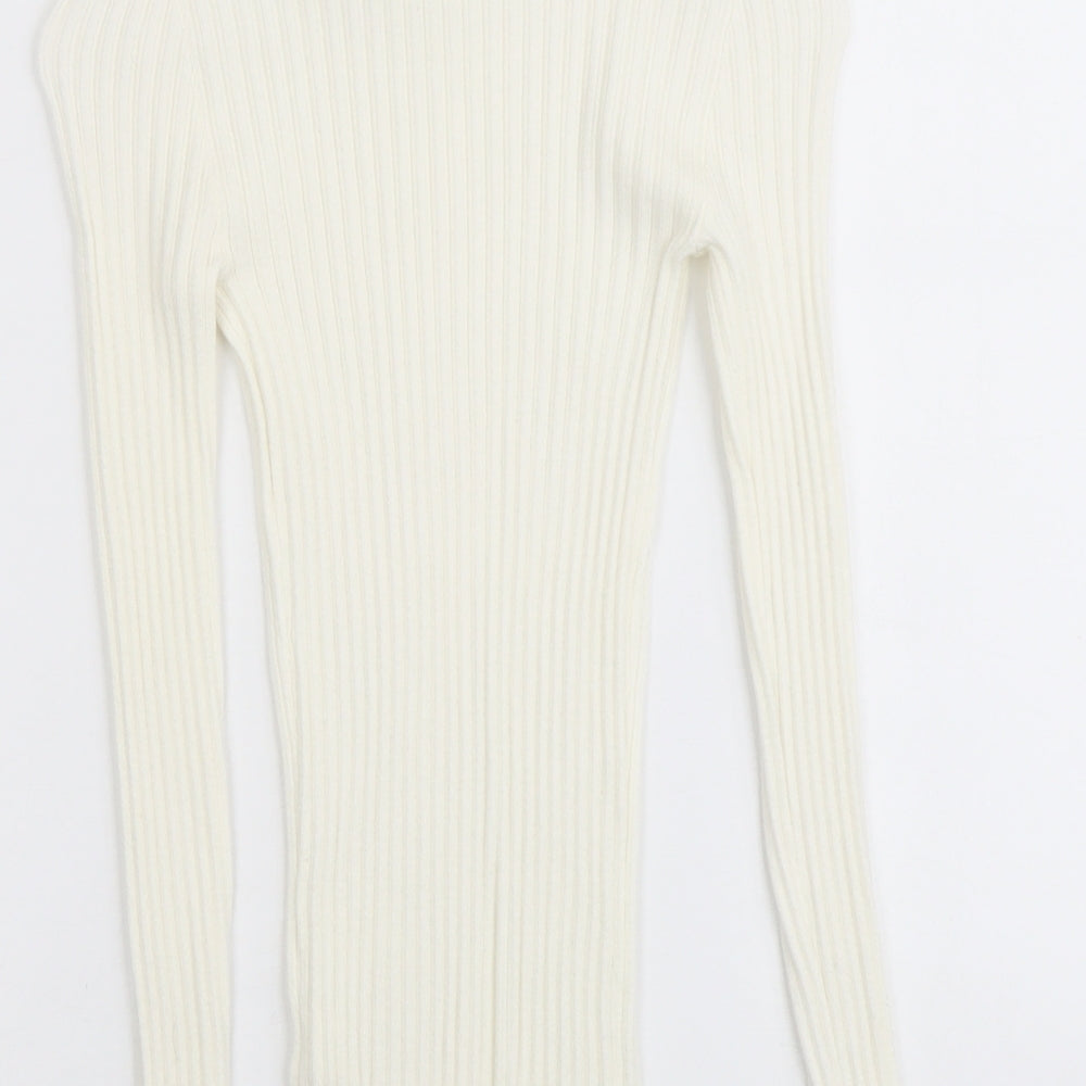 Atmosphere Womens Ivory Mock Neck Viscose Pullover Jumper Size 8