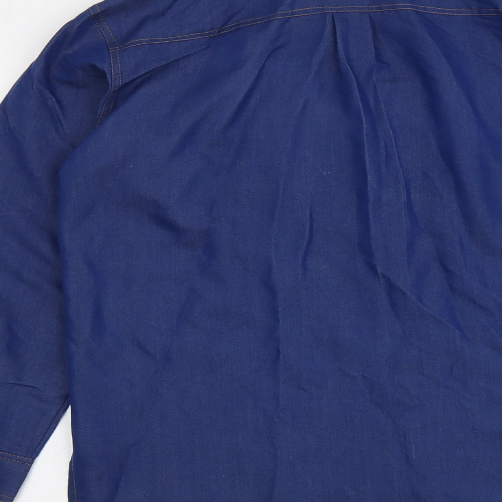 Etam Womens Blue Viscose Basic Button-Up Size 10 Collared