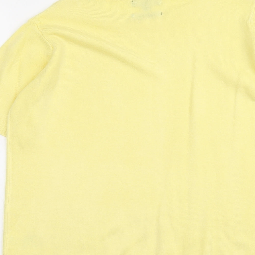 Classic Womens Yellow Round Neck Acrylic Pullover Jumper Size L