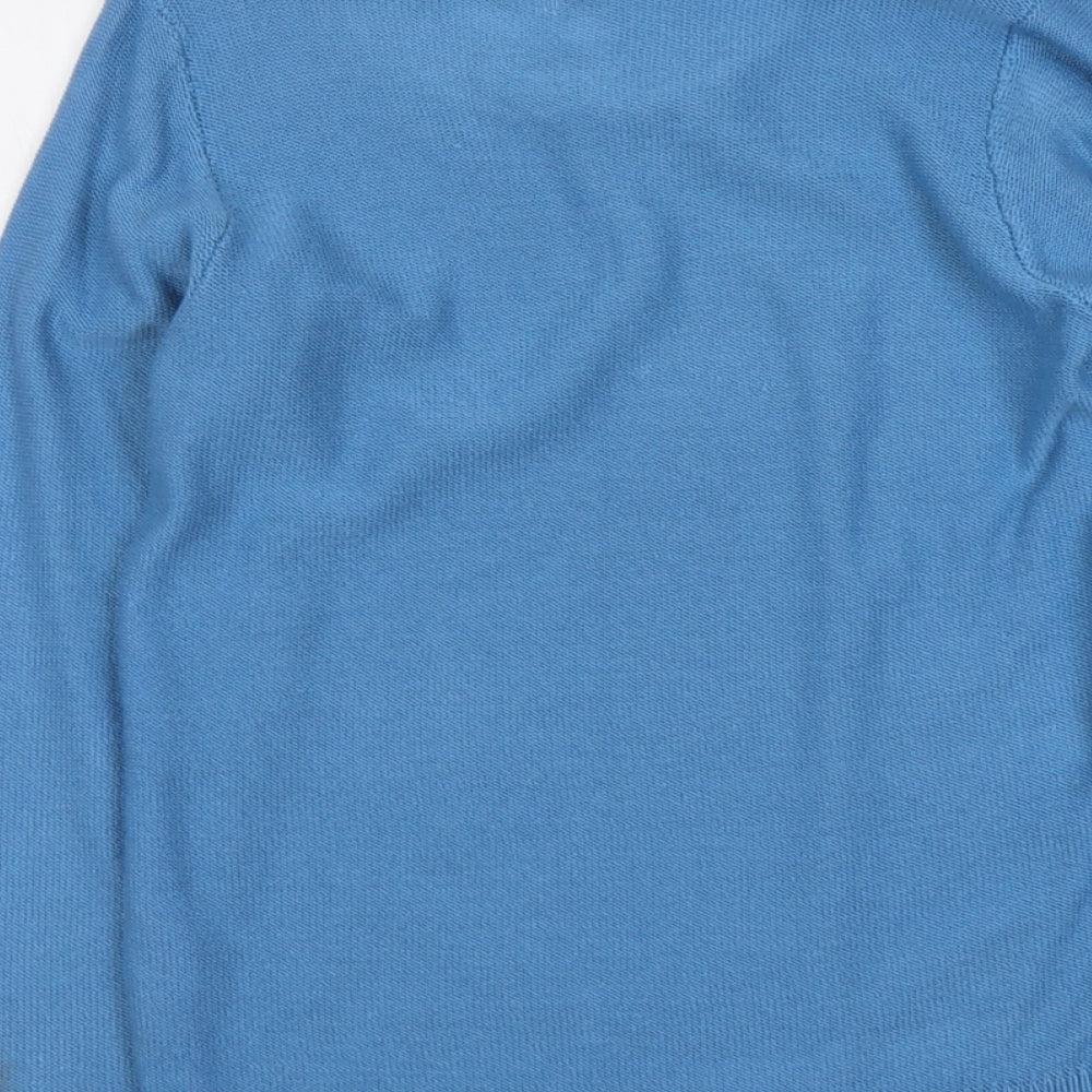 EWM Womens Blue Collared Acrylic Pullover Jumper Size 10
