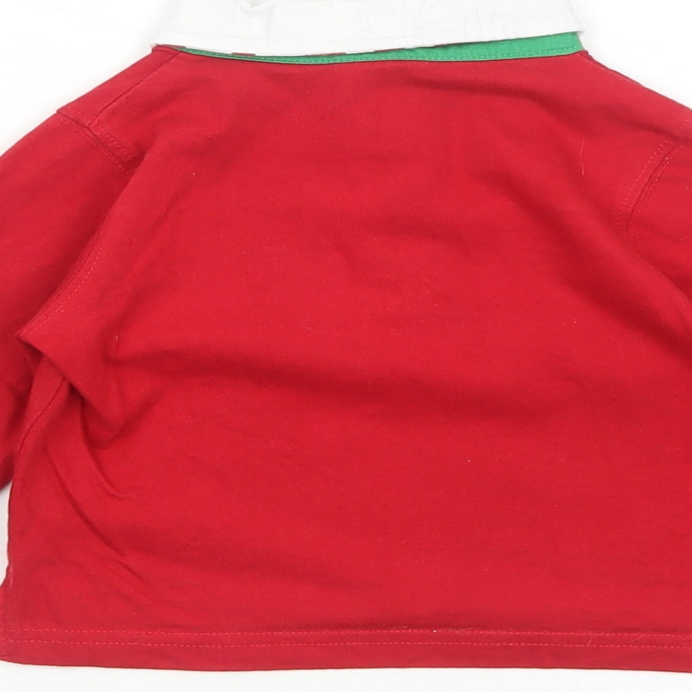 Peacocks Boys Red Cotton Basic Polo Size 12-18 Months Collared Button - Wales