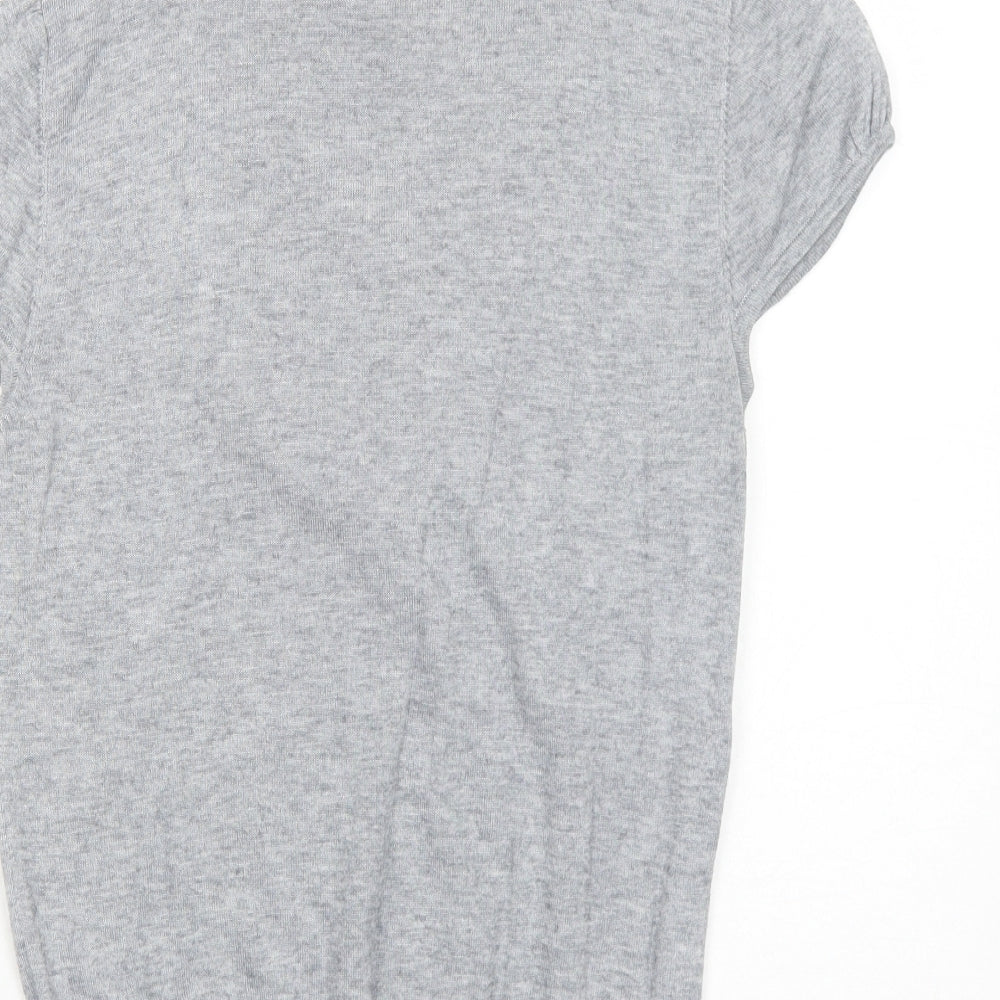 Untold Womens Grey V-Neck Geometric Viscose Pullover Jumper Size 14 Pullover