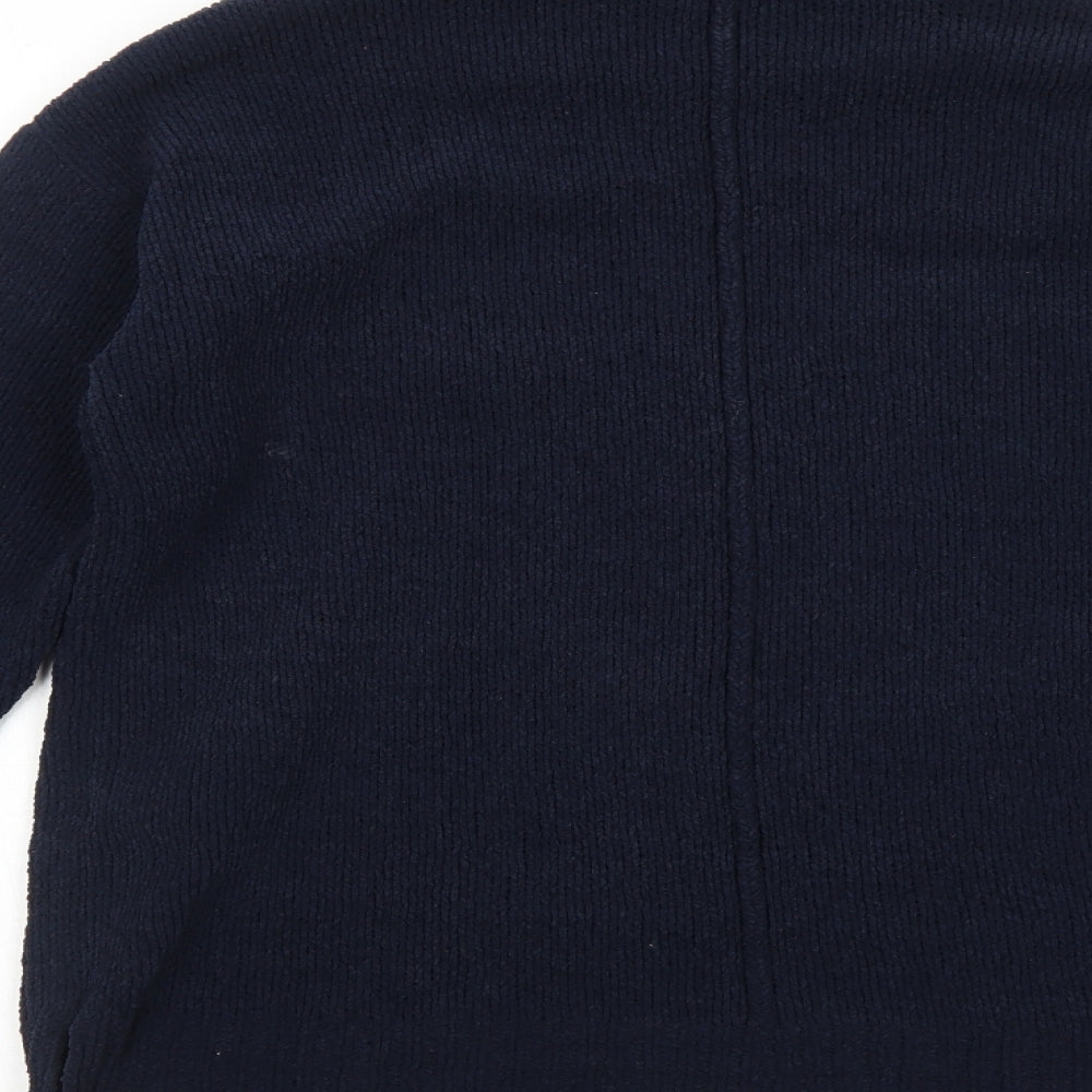 Marks & Spencer Womens Blue Mock Neck Polyester Pullover Jumper Size M