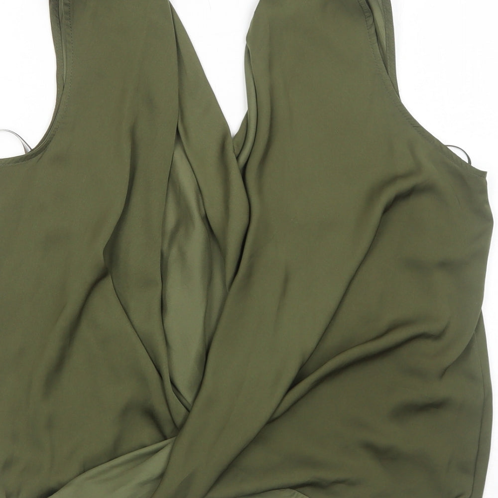 New Look Womens Green Polyester Basic Blouse Size 8 V-Neck - Choker