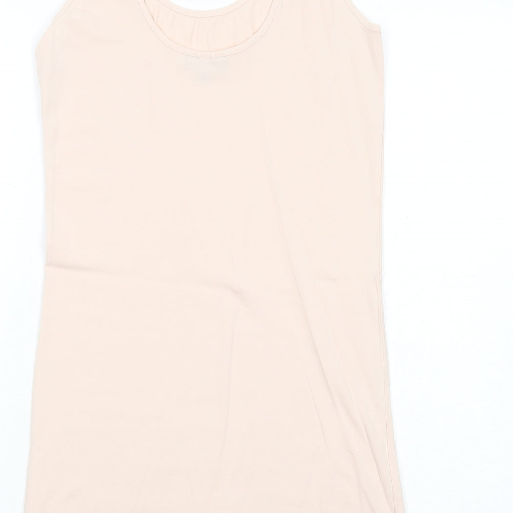 Topshop Womens Pink Cotton Basic Tank Size 10 Scoop Neck